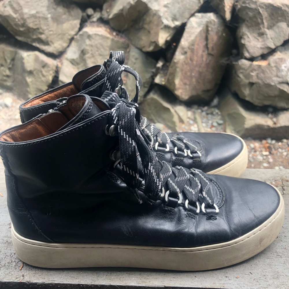 Frye Lena Hiker 341283 Women’s Black Leather Lace-Up High Top Boots Size 7M